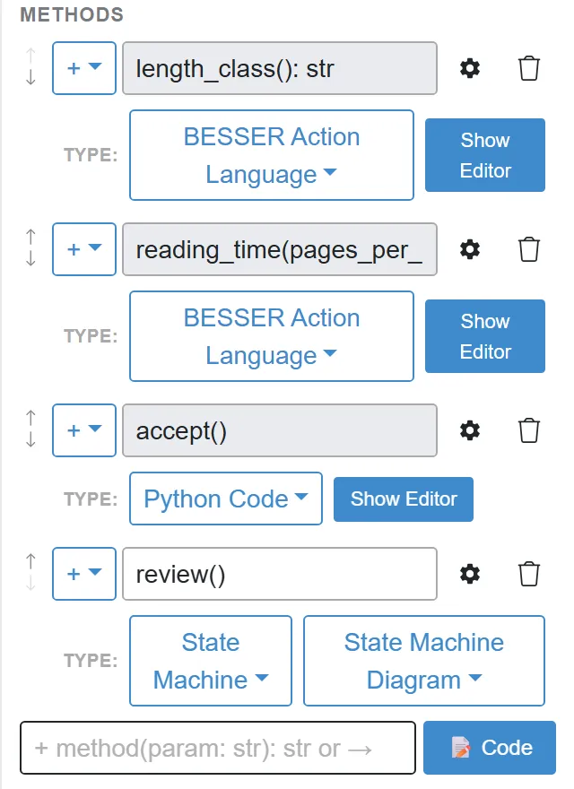 The review method with Type State Machine and the State Machine Diagram selected